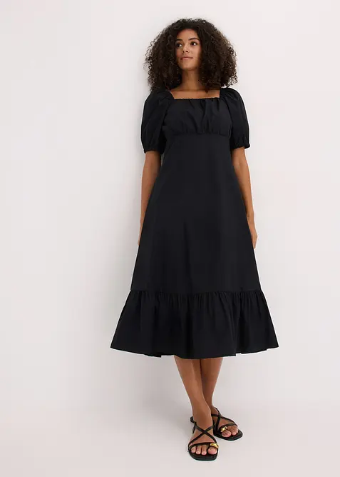 Mellanlång klänning i ekologisk bomull, bonprix