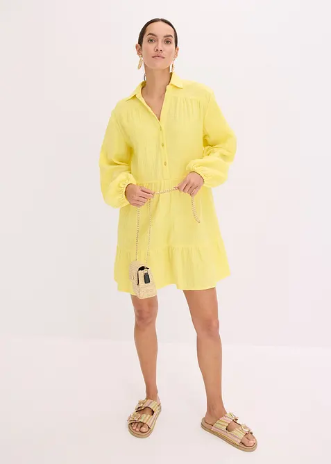 Kort muslinklänning med våder, bonprix