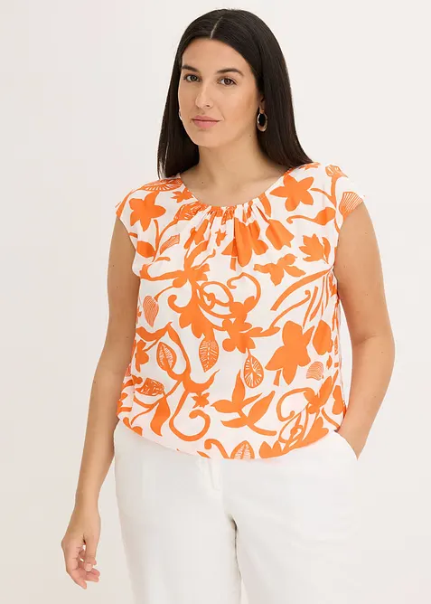 Bluslinne i kort modell av f&ouml;ljsam viskos, bonprix