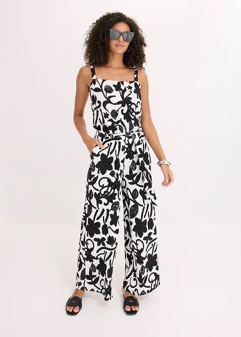 M&ouml;nstrad jumpsuit i jersey med struktur, bonprix