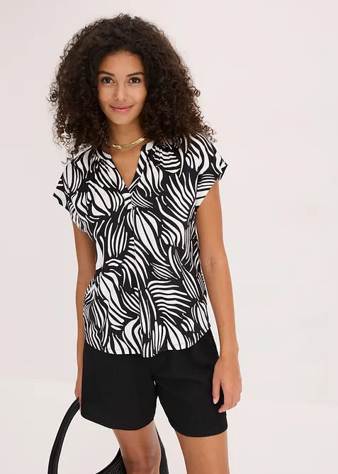 Topp med V-ringning i mjuk viskosmix, bonprix