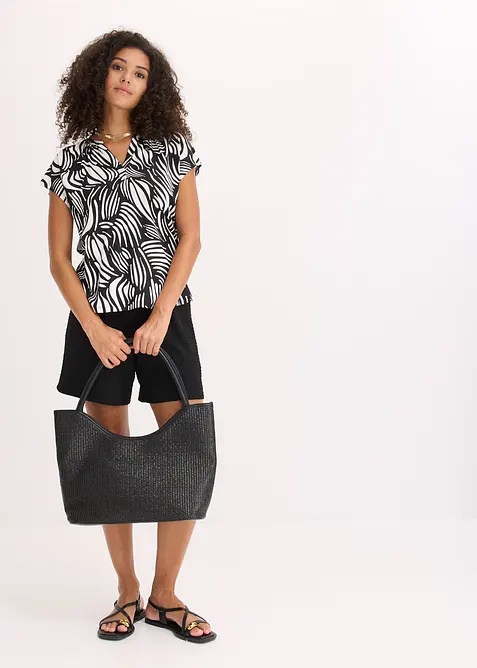 Topp med V-ringning i mjuk viskosmix, bonprix