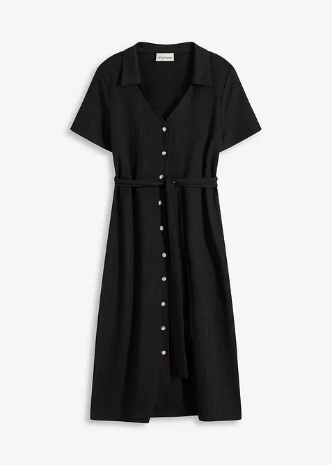 Jerseyklänning i luftig kräpp, bonprix