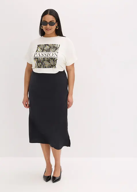 Kjol i midil&auml;ngd av viskos med mjukt fall, bonprix