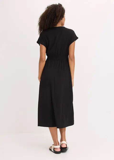 Jerseykl&auml;nning i luftig kr&auml;pp, bonprix