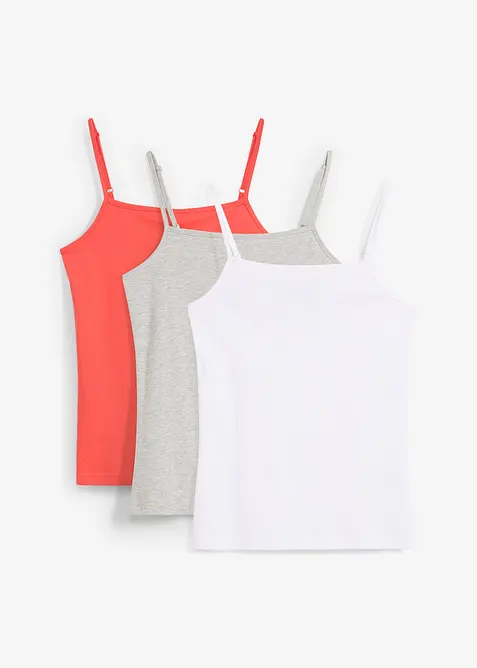 Linne för barn med smala axelband och ekologisk bomull (3-pack), bonprix