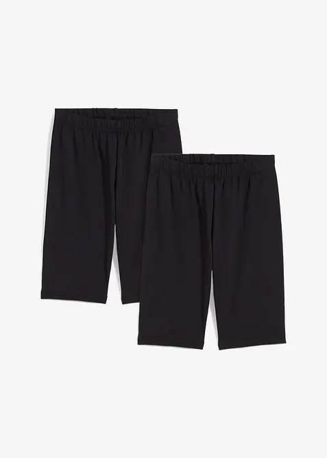 Cykelbyxa i elastisk materialmix med ekologisk bomull (2-pack), bonprix