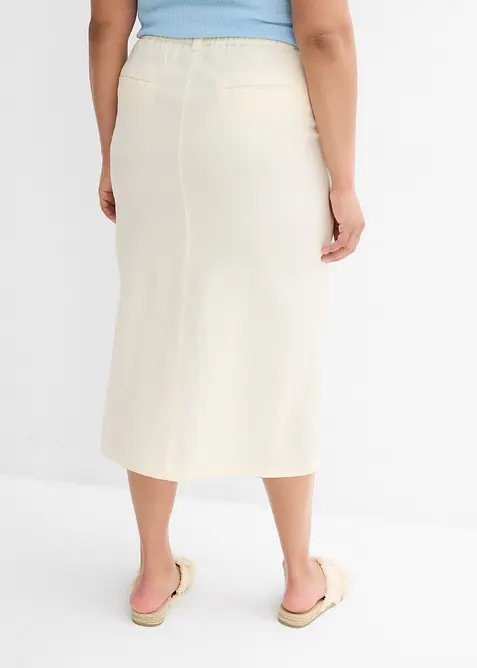 Mellanlång kjol i luftig linnemix, bonprix