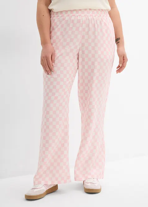 Rutig vid byxa av viskos med mjukt fall, bonprix