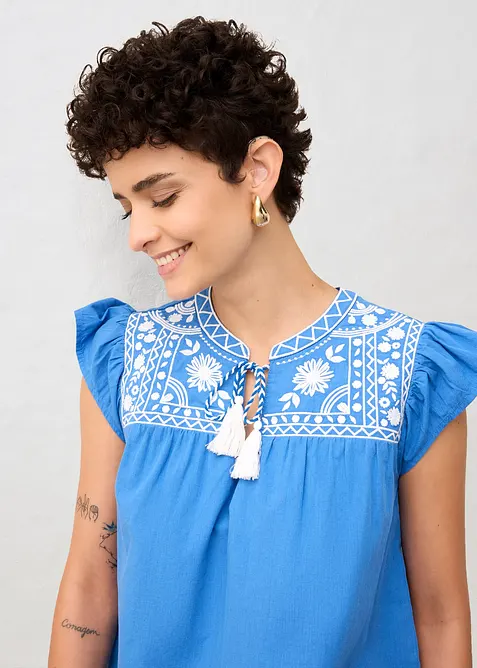 Tunika med sidenandel och broderi, bonprix