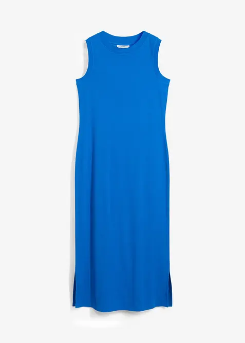 Ribbad jerseykl&auml;nning med sprund och bomull, bonprix