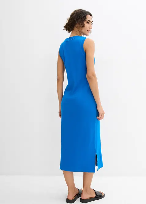 Ribbad jerseykl&auml;nning med sprund och bomull, bonprix