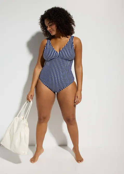 Baddräkt med medelhög formande effekt och djup ringning, bonprix