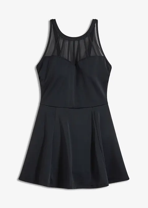 Baddräktsklänning med medelhög formande effekt och transparent mesh, bonprix
