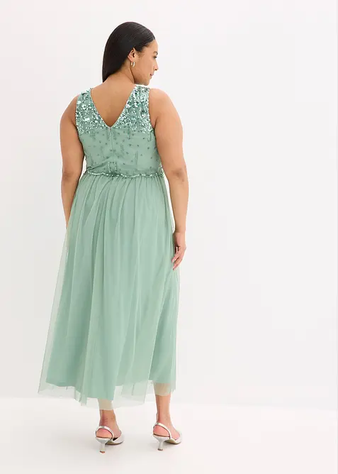 Maxiklänning med paljettbroderi, bonprix