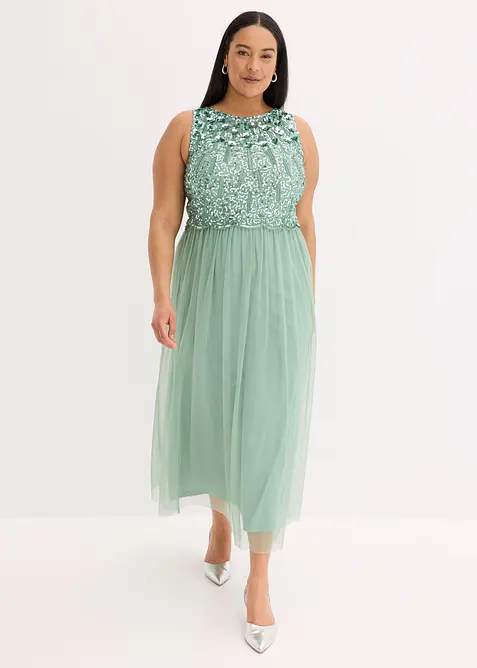 Maxiklänning med paljettbroderi, bonprix