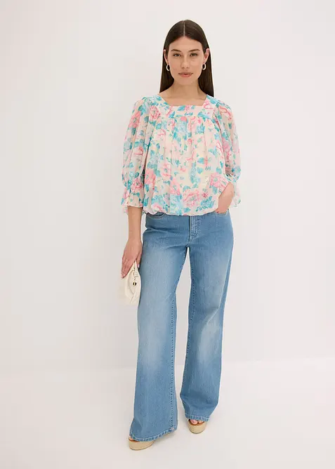 Blus med ballongformad nederkant, bonprix