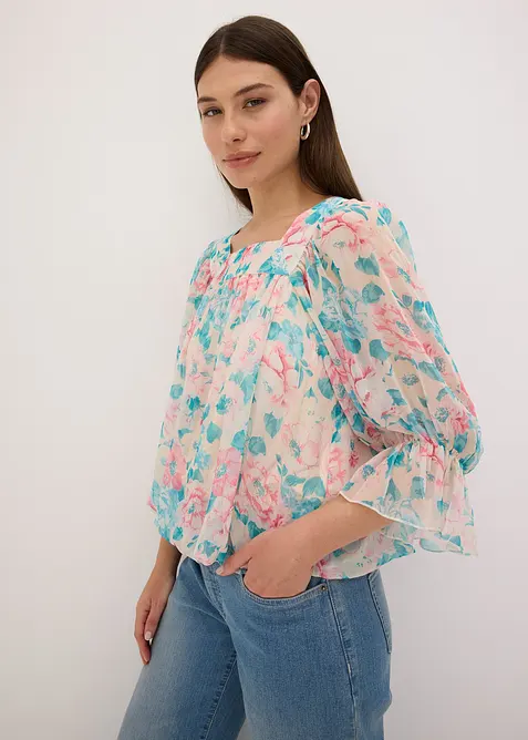 Blus med ballongformad nederkant, bonprix