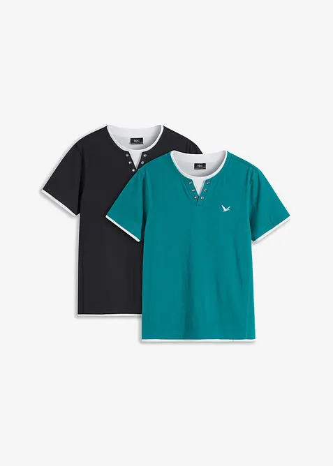T-shirt med 2-i-1-look (2-pack), bonprix