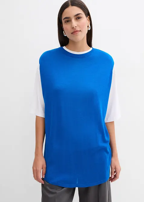 Stickad topp i ballongmodell av fintrådig viskos, bonprix