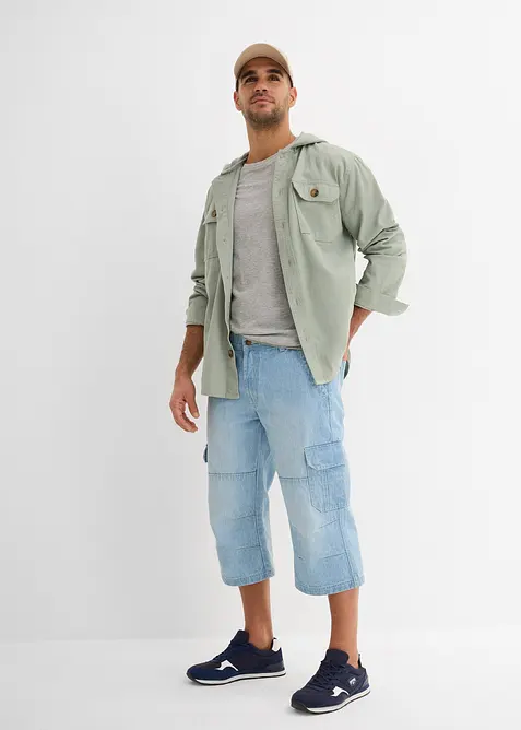 Regular Fit Stretch 3/4-Jeans med cargofickor, Straight, bonprix