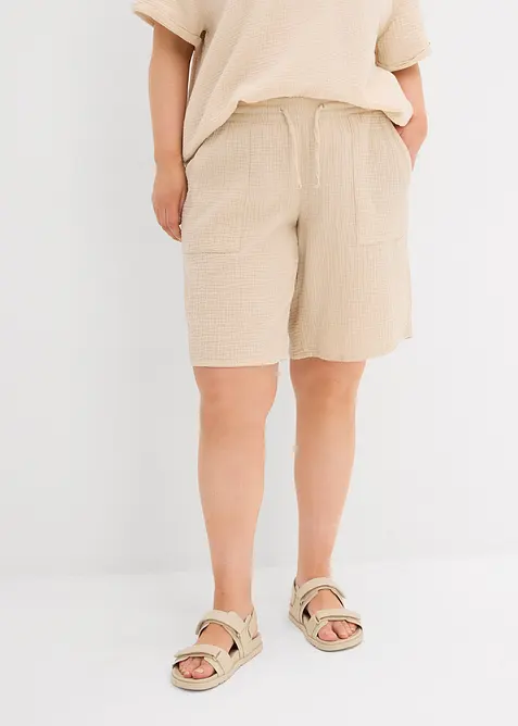 Dra på-shorts av muslin, bonprix