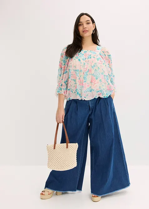 Blus med ballongformad nederkant, bonprix