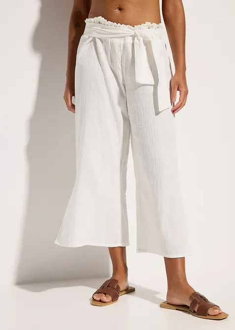 3/4-strandbyxa i muslin, bonprix