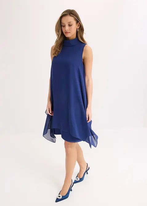 Chiffongklänning med sjalkrage, bonprix