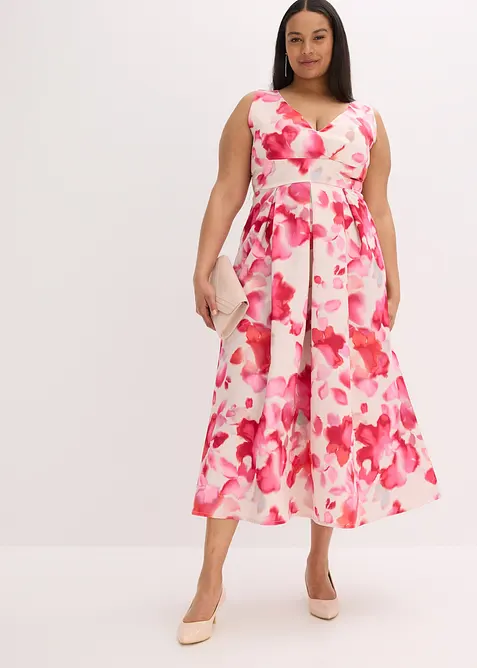 Klänning av glansig satin, bonprix