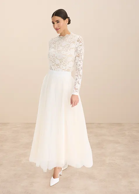 L&aring;ng&auml;rmad topp i spets, bonprix