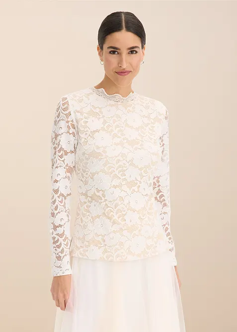 L&aring;ng&auml;rmad topp i spets, bonprix