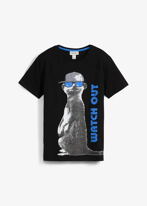 T-shirt för barn med coolt tryck och ekologisk bomull, bonprix