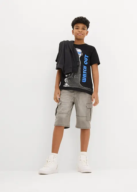 T-shirt för barn med coolt tryck och ekologisk bomull, bonprix