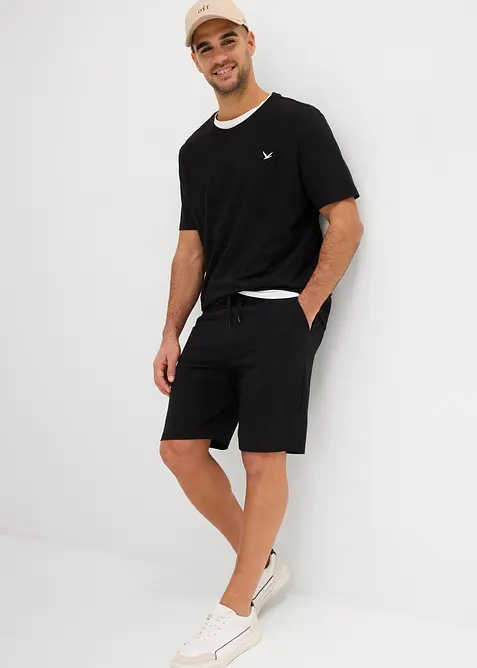 T-shirt och trikåbermudas av ren bomull (2 delar), bonprix