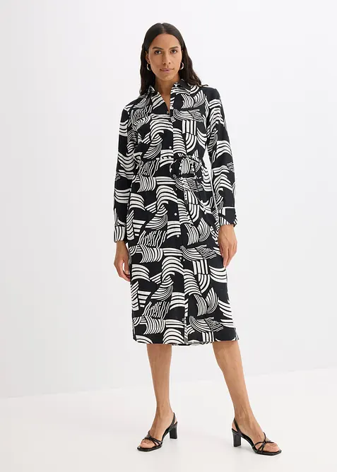 Blusklänning av luftig linnemix, bonprix