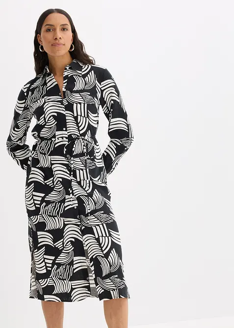 Blusklänning av luftig linnemix, bonprix