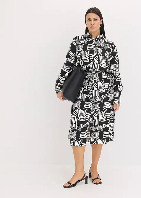 Blusklänning av luftig linnemix, bonprix