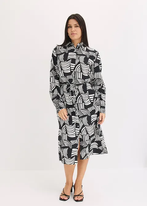 Blusklänning av luftig linnemix, bonprix