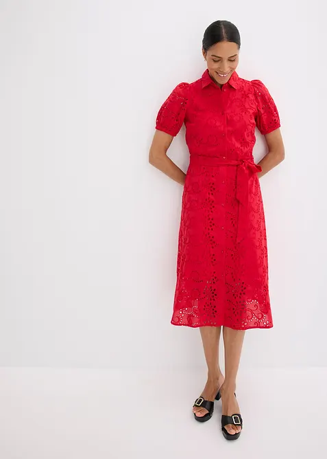 Bluskl&auml;nning i bomull med h&aring;lbroderi, bonprix