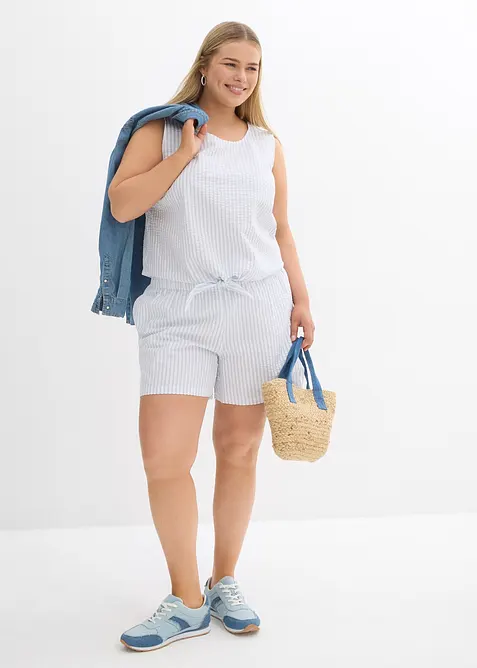 Randiga dra på-shorts i ren bomull, bonprix