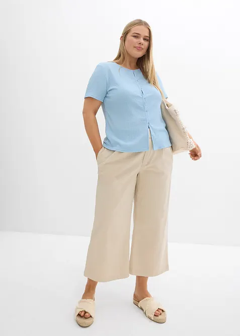 Topp av strukturmaterial och med knappsl&aring;, bonprix