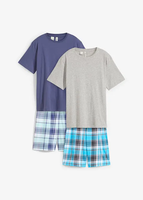 Pyjamas med shorts, mjuk ekologisk bomull (set i 4 delar), bonprix