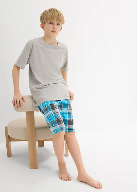 Pyjamas med shorts, mjuk ekologisk bomull (set i 4 delar), bonprix