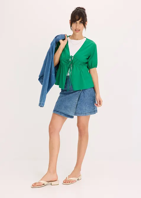 Blus med knytband, bonprix
