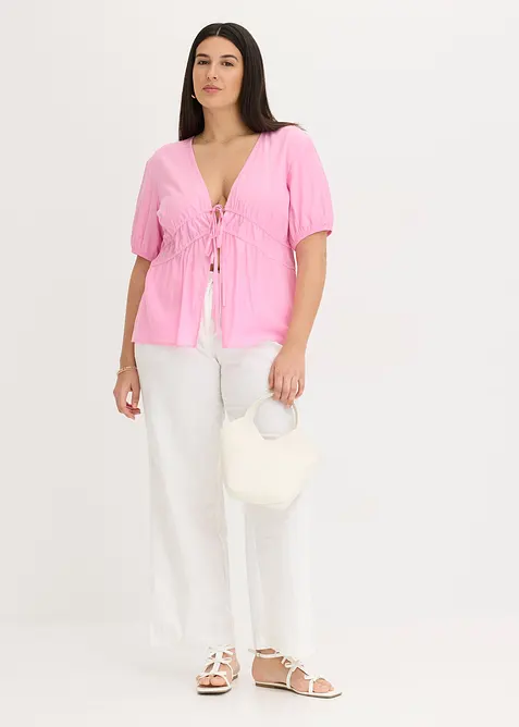 Blus med knytband, bonprix