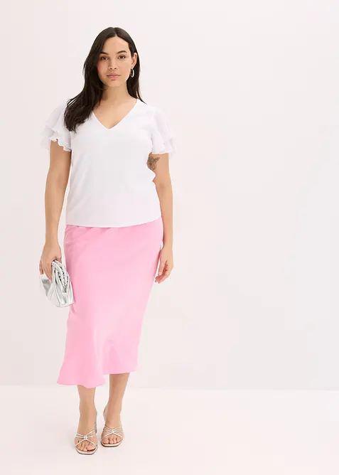 Satinkjol i midilängd, bonprix