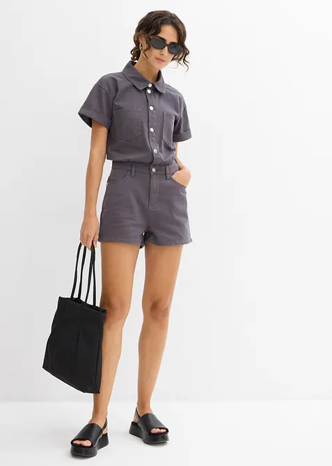Jumpsuit med korta ben i ren bomull, bonprix