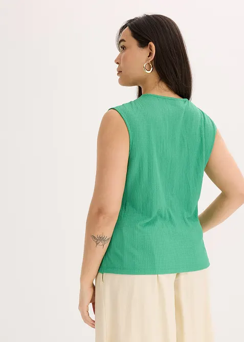 Jerseytopp av crêpe i omlottstil, bonprix