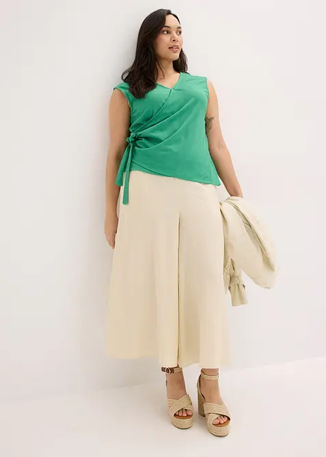 Jerseytopp av crêpe i omlottstil, bonprix